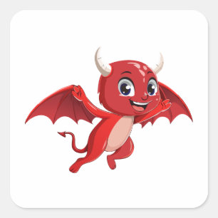 Adesivo Quadrado Doce diabo voador de desenho animado