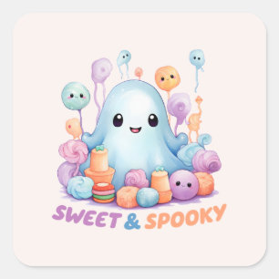 Adesivo Quadrado Doce e Spooky
