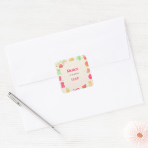 Adesivo Quadrado Doce Kawaii gummi candies aniversário