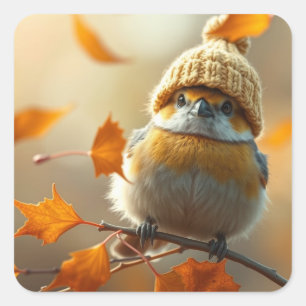 Adesivo Quadrado Doce Pássaro Quadrado Pequeno