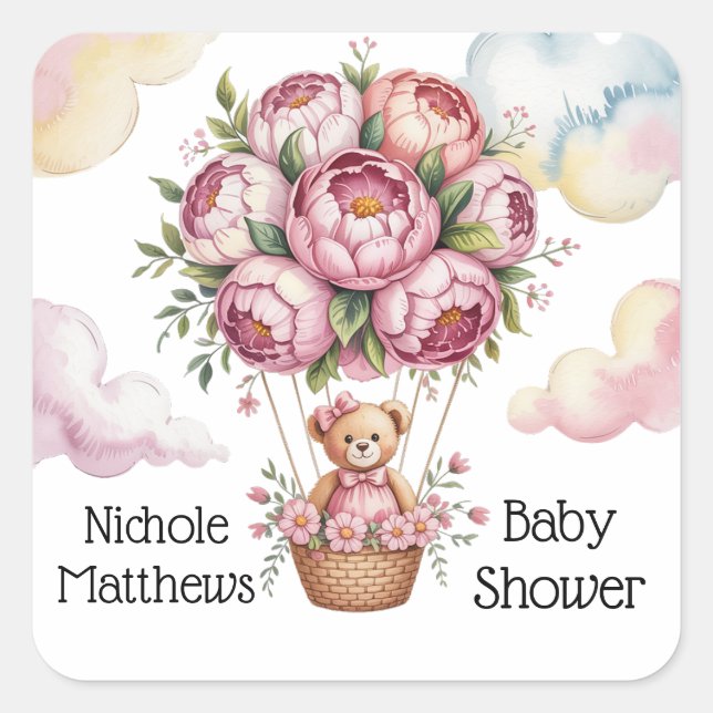 Adesivo Quadrado Doce Sonhos Chá de Menina (Frente)