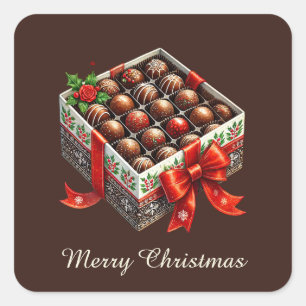 Adesivo Quadrado Doces de chocolate de Natal Festivos