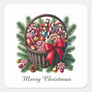 Adesivo Quadrado Doces de menta festivos Feliz Natal