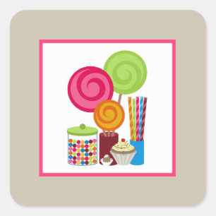 Adesivo Quadrado Doces e doces