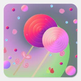 Adesivo Quadrado Doces e Lolipps