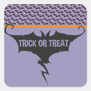 Adesivo Quadrado Doces ou Travessuras Morcegos de Halloween