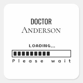 Adesivo Quadrado Doctor Name Loading — Minimalist Graduation Design