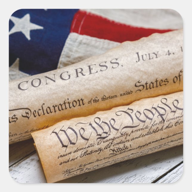 Adesivo Quadrado Documentos fundadores dos EUA (Frente)