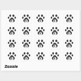 Adesivo Quadrado Dog and Cat Paw Love Design Sticker