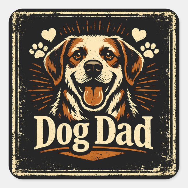 Adesivo Quadrado Dog Dad – Proud Canine Father Love (Frente)