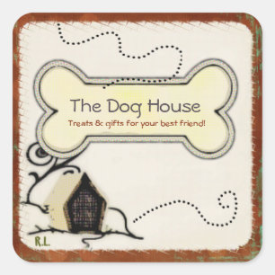 Adesivo Quadrado Dog House PET TREATS OFERECE EMPRESAS