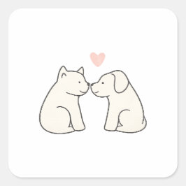 Adesivo Quadrado Dog Love Sticker