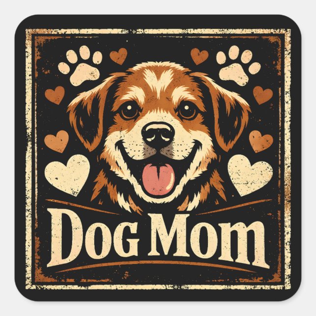 Adesivo Quadrado Dog Mom – Proud Canine Mother Love (Frente)