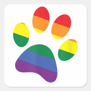 Adesivo Quadrado Dog Paw Rainbow Paw LGBT Orgulho gay Lésbica Supor