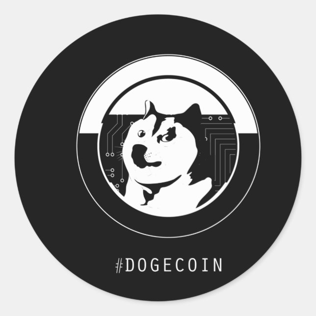adesivo quadrado dogecoin (Frente)