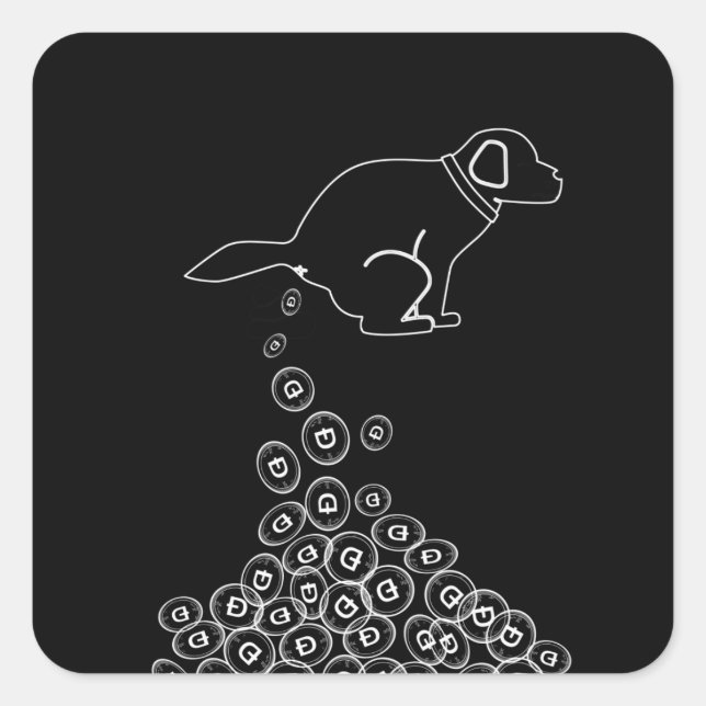Adesivo Quadrado dogecoinas de fazer de cão (Frente)