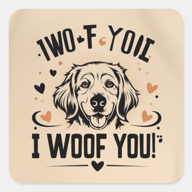 Adesivo Quadrado Doggie Love Note (Frente)