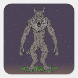 Adesivo Quadrado Dogman Cryptid ou Werewolf