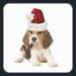Adesivo Quadrado Dogs~Original Ditzy Sticker~Beagle~Christmas<br><div class="desc">Dogs~Original Ditzy Sticker~Beagle~Christmas</div>