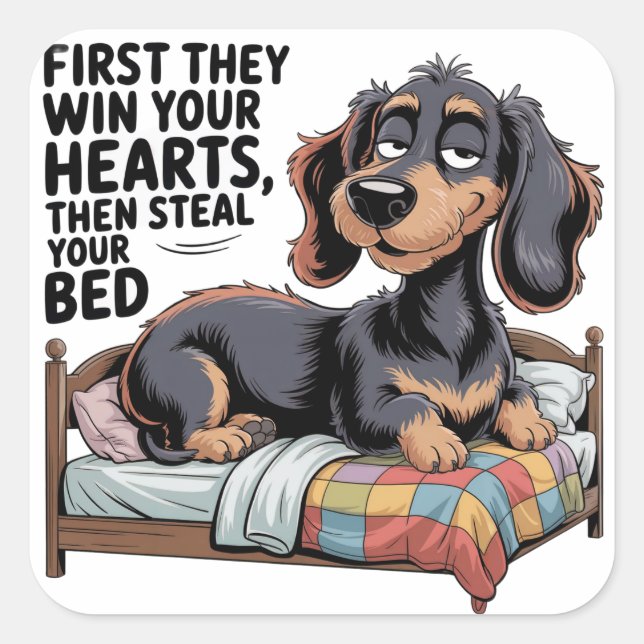 ADESIVO QUADRADO DOGS STEAL YOUR BED  (Frente)