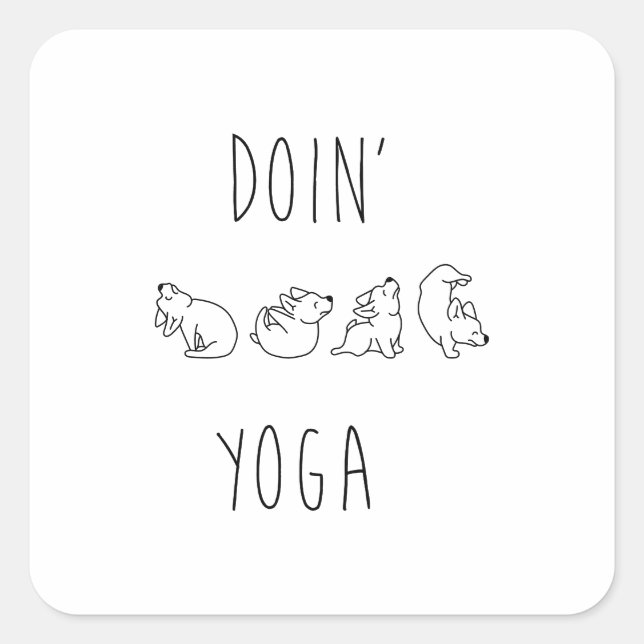 Adesivo Quadrado Doin' yoga cute dog (Frente)