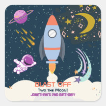 Dois ao Menino Lua Espaço Foguete 2º Aniversário