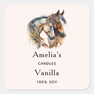 Adesivo Quadrado Dois Belos Cavalos do Boho Ocidental