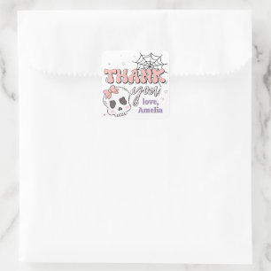 Adesivo Quadrado Dois Bons Brincadinhos, Rosa, Dia das Bruxas, Obri