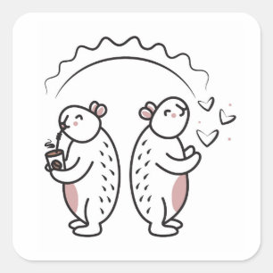 Adesivo Quadrado Dois capybaras de linhagem negra