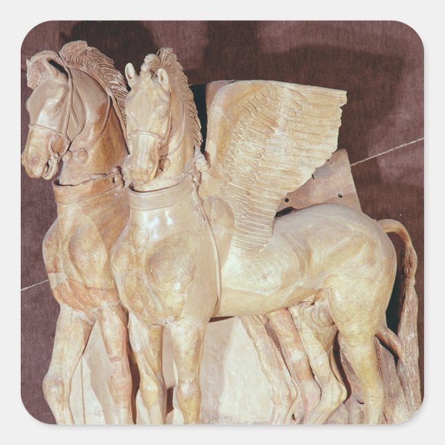 Adesivo Quadrado Dois cavalos alados da pedição de um (Frente)