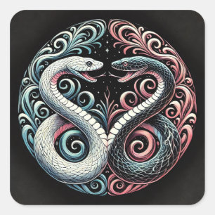 Adesivo Quadrado Dois cobras estilizados