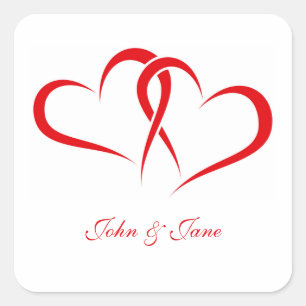 Adesivo Quadrado Dois Corações Juntos design