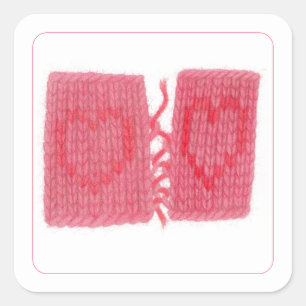 Adesivo Quadrado DOIS CORAÇÕES KNIT Pequenos Padrões