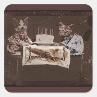 Dois Gatinhos com Bolo de Aniversário