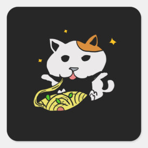 Adesivo Quadrado Dois Gatos Gelados Comendo Espaguete Vincent Van G