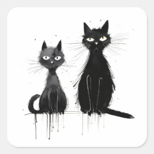 Adesivo Quadrado Dois Gatos Pretos