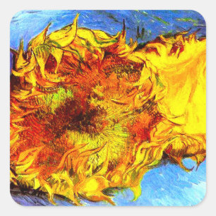 Adesivo Quadrado Dois Girassóis Cortados Van Gogh
