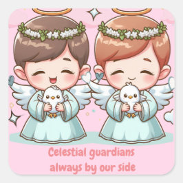 Adesivo Quadrado Dois guardiões celestiais