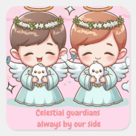 Adesivo Quadrado Dois guardiões celestiais