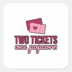 Adesivo Quadrado Dois Ingressos Uma Pipoca Dia de Cinema no Dia dos