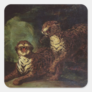 Adesivo Quadrado Dois leopardos, C. 1820