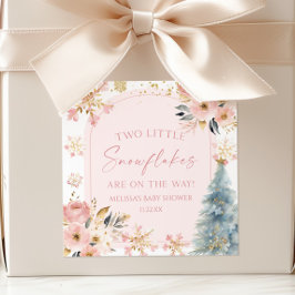 Adesivo Quadrado Dois pequenos flocos de neve Chá de fraldas dos Gê