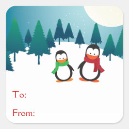 Adesivo Quadrado Dois Pinguins Cortes