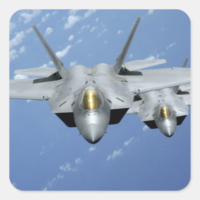 Adesivo Quadrado Dois Raptores F-22 sobrevoam o Oceano Pacífico 2 (Frente)