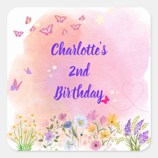 Adesivo Quadrado "Dois selvagens e Cheios da Maravilha" Aniversário (Frente)