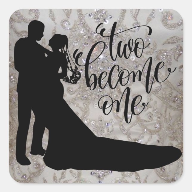 Adesivo Quadrado Dois Tornem-Se Um Adesivo/Selo De Envelope Clássic (Frente)