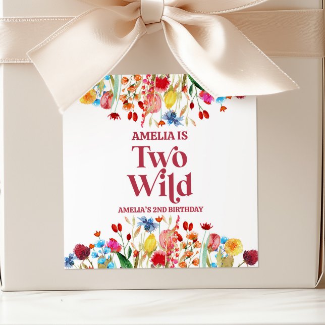 Adesivo Quadrado Dois Wildflower, 2º segundo aniversário (Criador carregado)