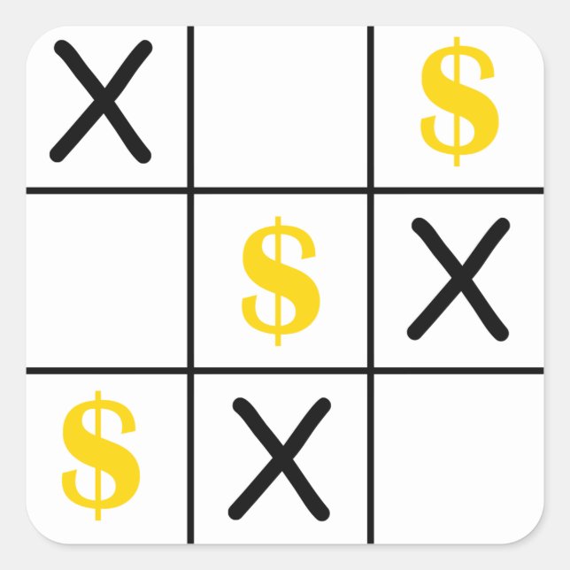 Adesivo Quadrado Dólar Tic Tac Toe (Frente)