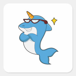 Adesivo Quadrado Dolphin as Unicorn with Glasses.PNG