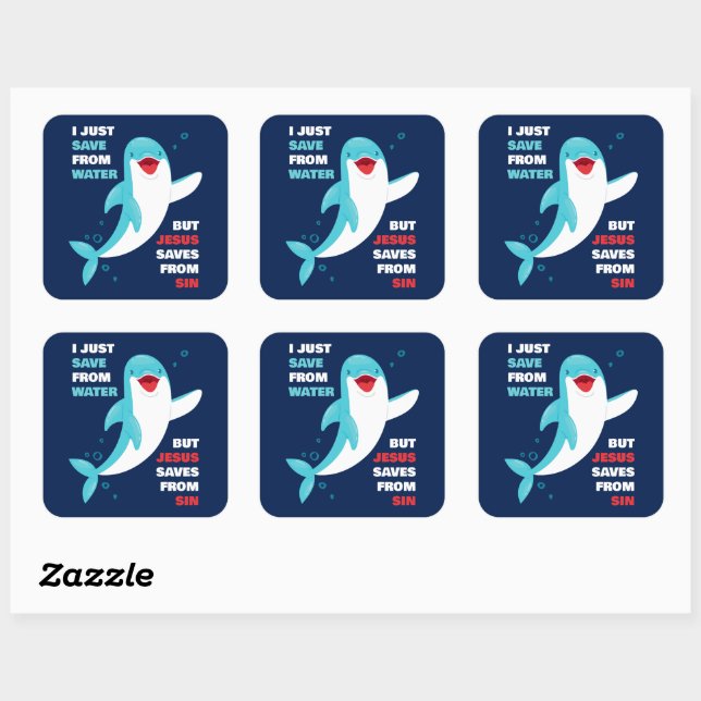 Adesivo Quadrado Dolphin Faith Kids Jesus salva do cristão-sino (Folha)